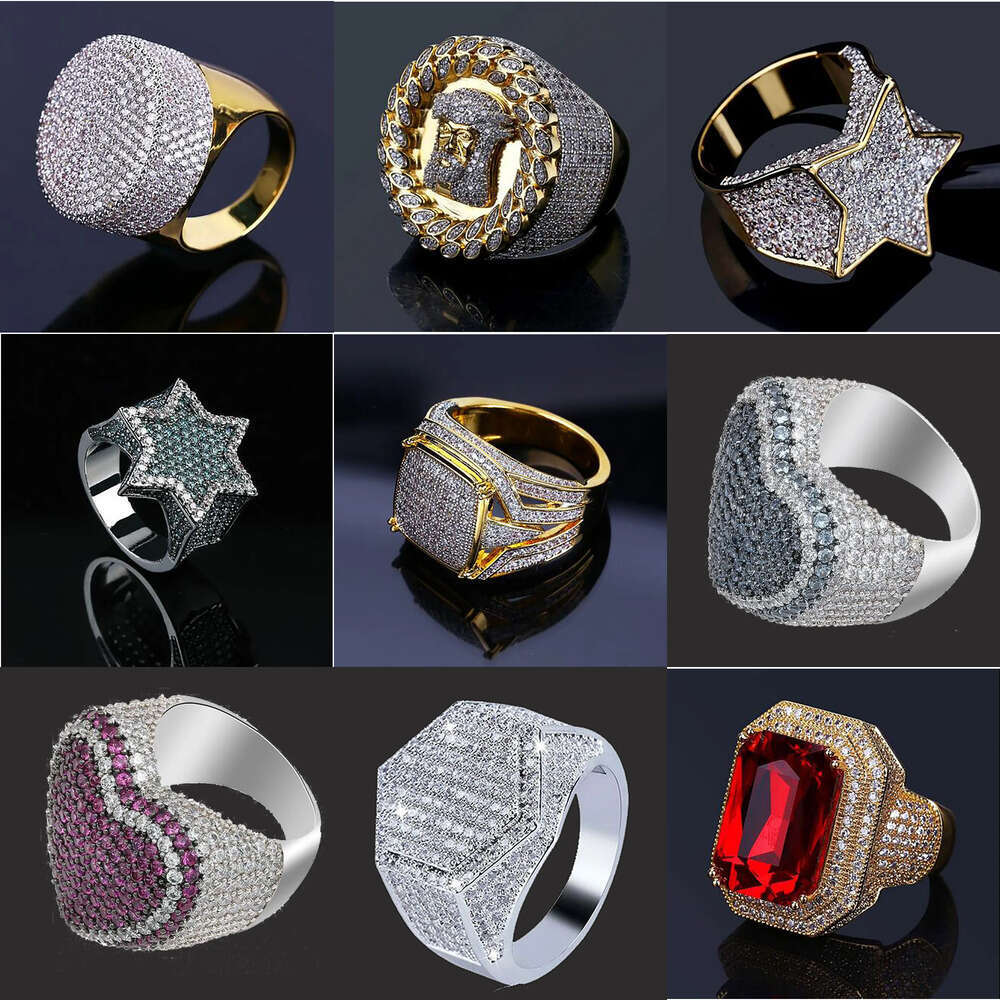 gold iced out mens hip hop jewelry bg cool zirconia stone deisnger men hiphop rings gifts daily wear