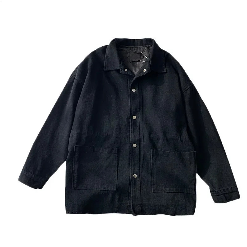 Trendy Spring Loose-fit Solid Color Work Jacket For Men Casual Student Vintage Style Top Clothing Regular Length 240830