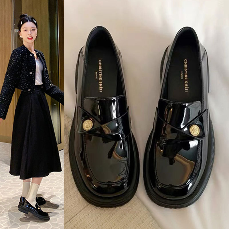 Women's British style thick soled loafers fashionable and versatile small leather shoes