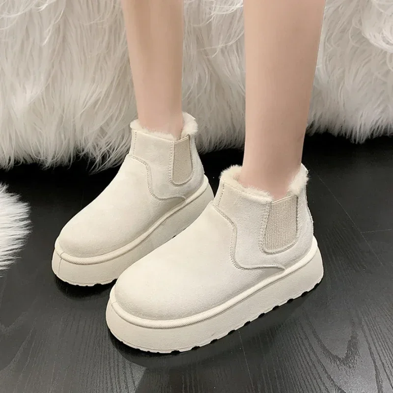 Winter Women New Rubber Thick Sole Ankle for Outdoor Elevated Comfort Warm Walking Cotton Shoes Fashion Snow Boots 4cf1