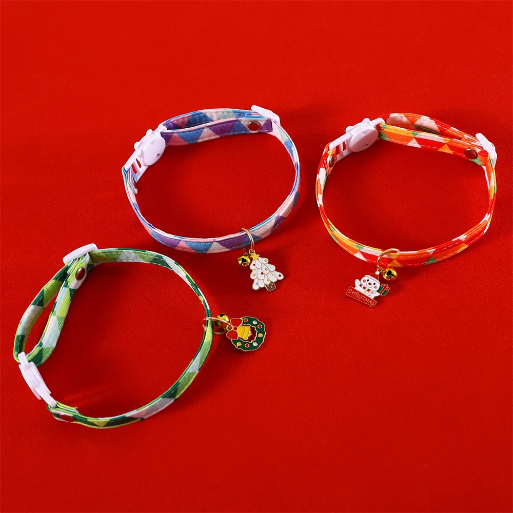 Christmas Cat Collar,adjustable Pet Collars with Christmas Pendant Collar,anti-suffocation Buckle & Bell,cat & Puppy Accessories