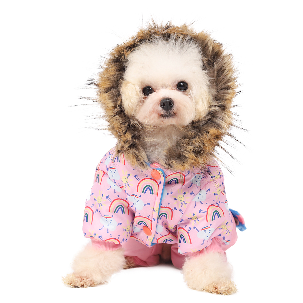 New Rainbow Cotton Hooded Warm Winter Thickness Pet Dog Clothes Cat Puppy Dogs Coat Jackets Jumpsuit From S-XL For small dog