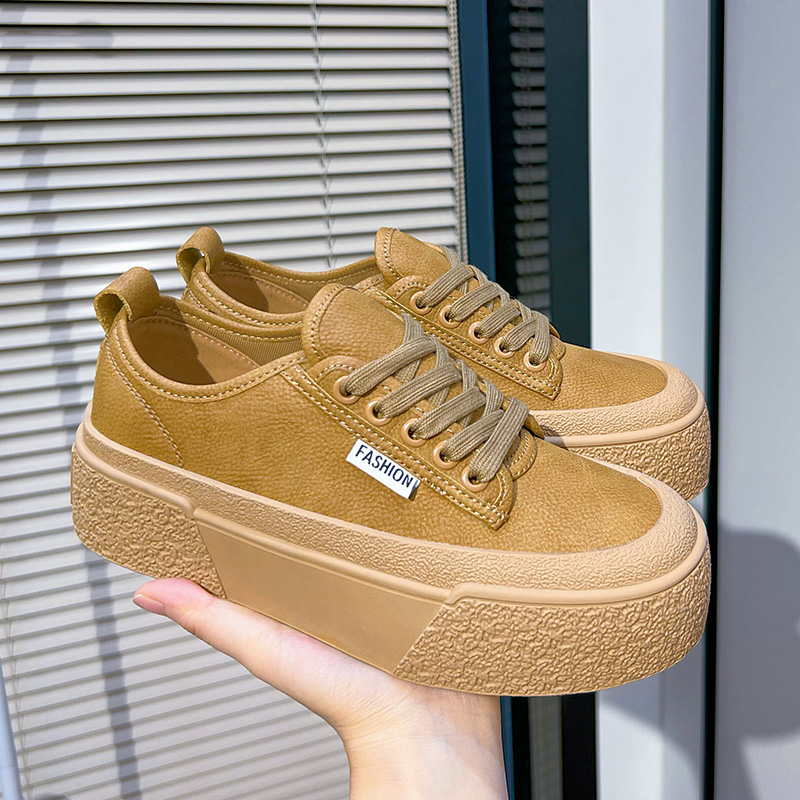 Women's AIYUQI Genuine Leather Casual Lace-up Sneakers Platform Board Shoes New Women girl platform shoes fad0