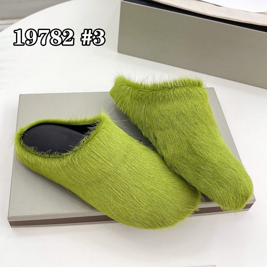 Men Women Slippers Thick Soled Fashion Casual Shoes Round Head Fur Mueller Shoes Size 35-46