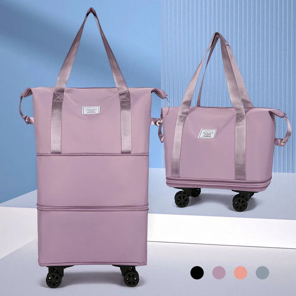 Weekend Expandable Rolling Duffle Pack Folding Luggage Bags Lightweight Consignment Bag with Wheel Dry-Wet Separation Travel Bag 240830
