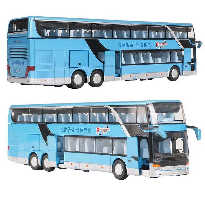 1 50 SETRA Bus Toy Car For Boy Diecast Metal Model For Children Pull Back Miniature Sound Light Educational Collection Gift KidXJ241221