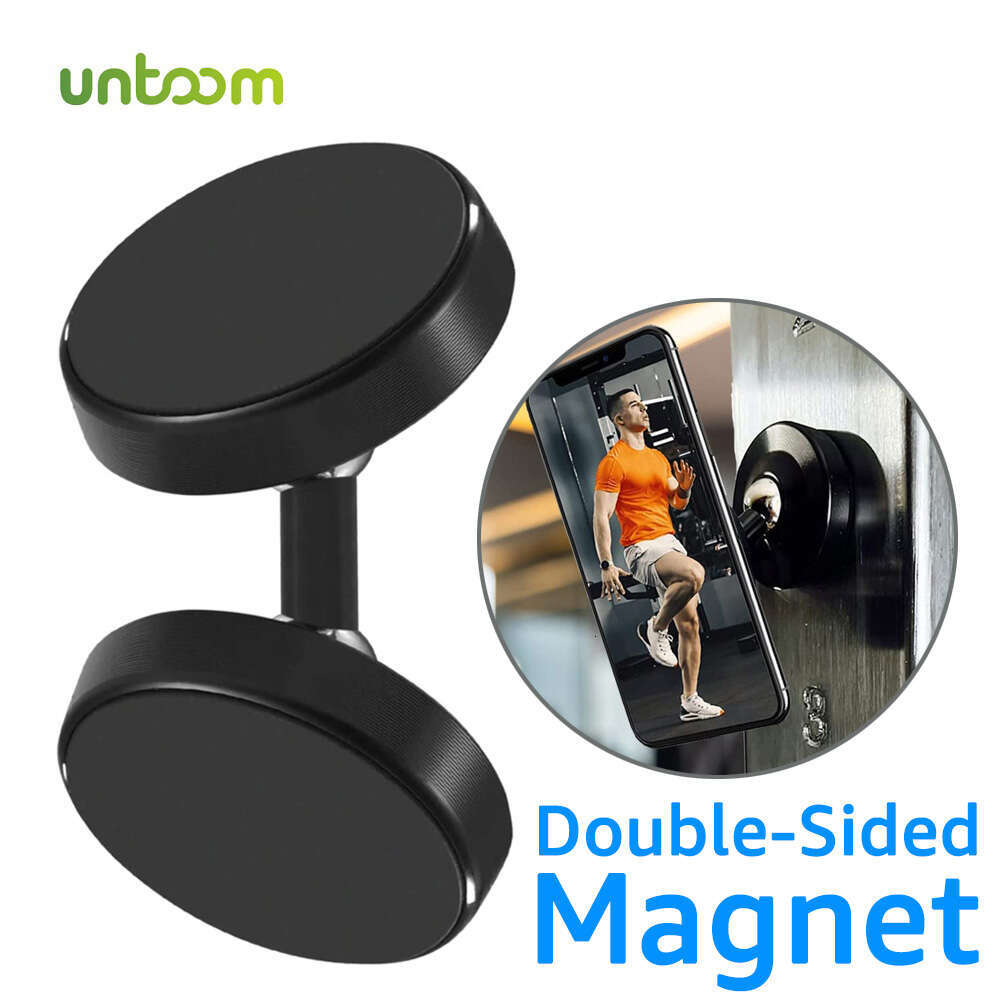 Untoom Magnetic Phone Holder Stand Double Sided Magnet Mobile Cellphone Mount for Gym Attach to Any Metal Surface 720° Rotation