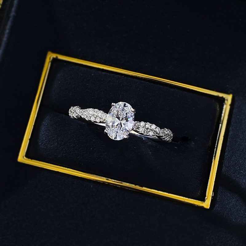 Sparkg Moissanite Wedding Ring: Genuine Sterg Sier, Oval Cut, White, for Women and Brides