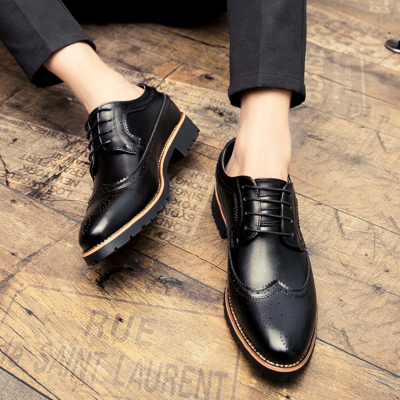 Mens Dress Shoes Leather Fashion Derby Shoes Classic Casual Business Wedding Footwear Lace-up British Style Male Formal Shoe K260328