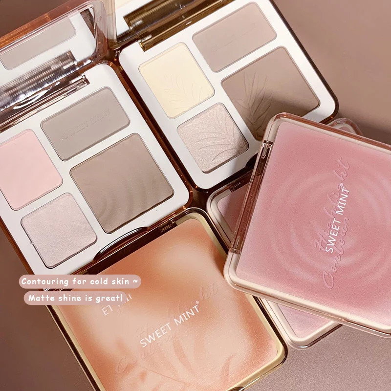 4 Color Matte Bronzer Contour Shading Powder Palette Natural Stereoscopic Nose Shadow Multifunctional Highlighter Blush Cosmetic 250814