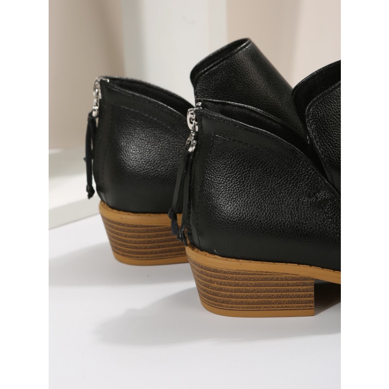 New Fashion Women's Autumn Pointed Suede Thick Heel Booties Women Plus Size 43 Zipper Heeled Ankle Boots atos Mujer