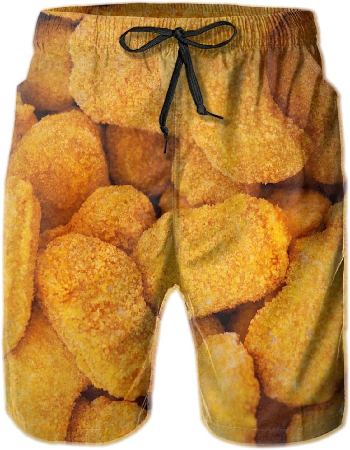 Mens Shorts 3D Printed Pattern Chicken Nuggets Swim Trunks Quick Dry Stylish Beach Board Swimwear