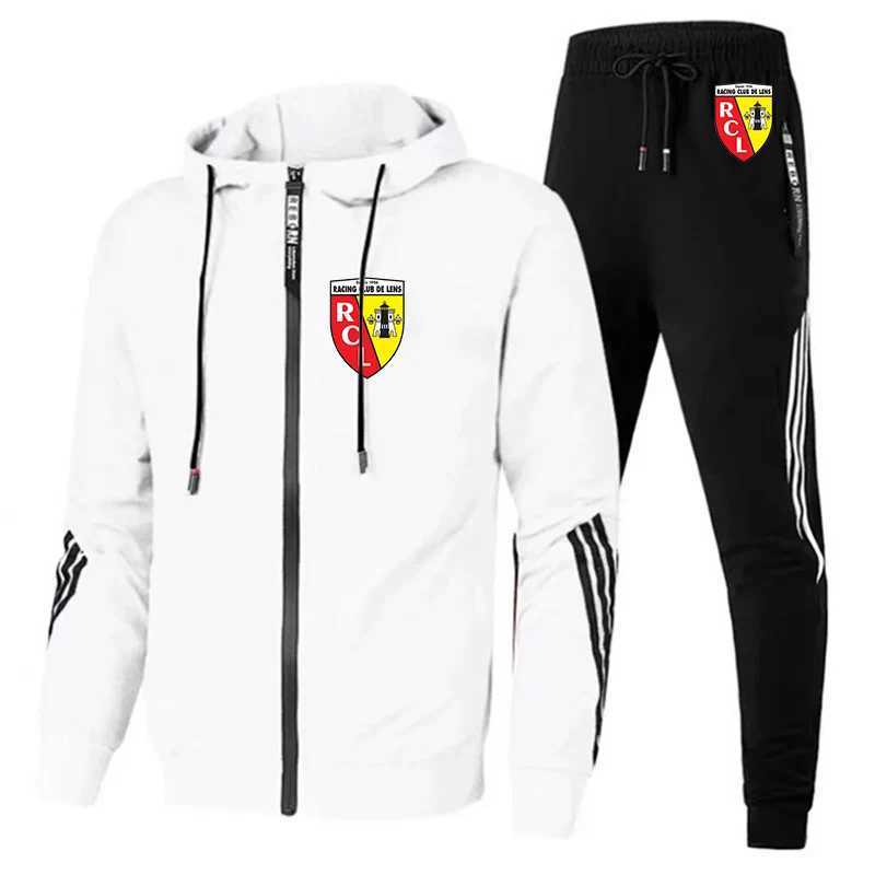 Men's Tracksuits Euro Club Rc Lens Printed Men Casual Set Spring Autumn New Sportswear Hoodies+Pants 2PCS Sets Hip Hop Strt Loose Tracksuits Y240