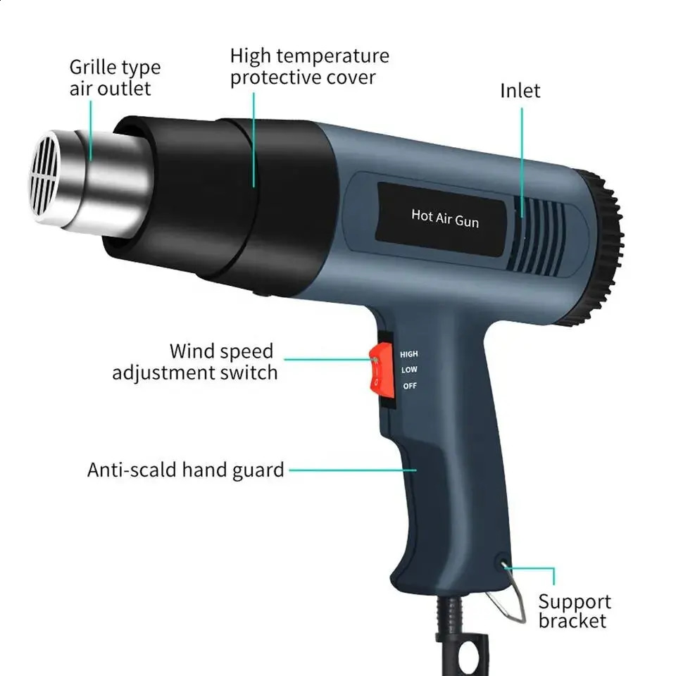 Industrial Hair dryer Heat Gun 2500W Air for soldering Thermal blower Soldering station Shrink wrapping Tools 240830