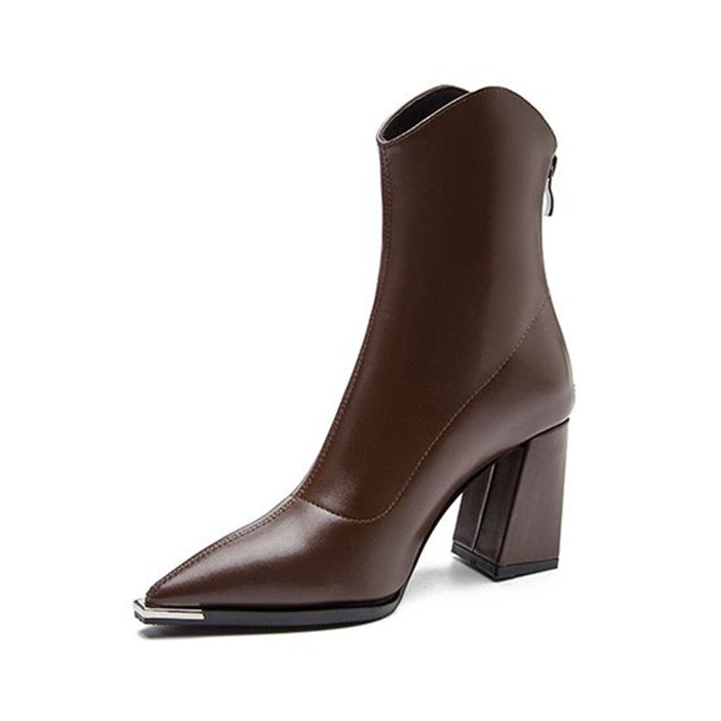 Women's French ankle boots with pointed toe and high-heeled short boots