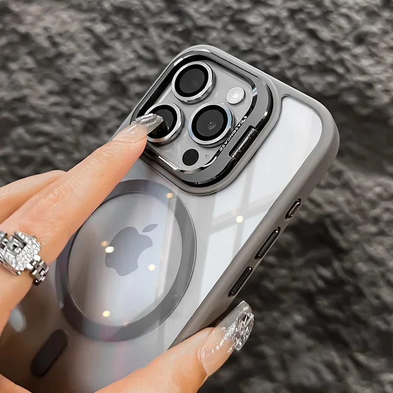 Magnetic Shockproof Phone Case iPhone 15 14 13 12 11 Pro Max For Magsafe Funda Stand Glass Lens Protector Back Cover 31e cac5 32a
