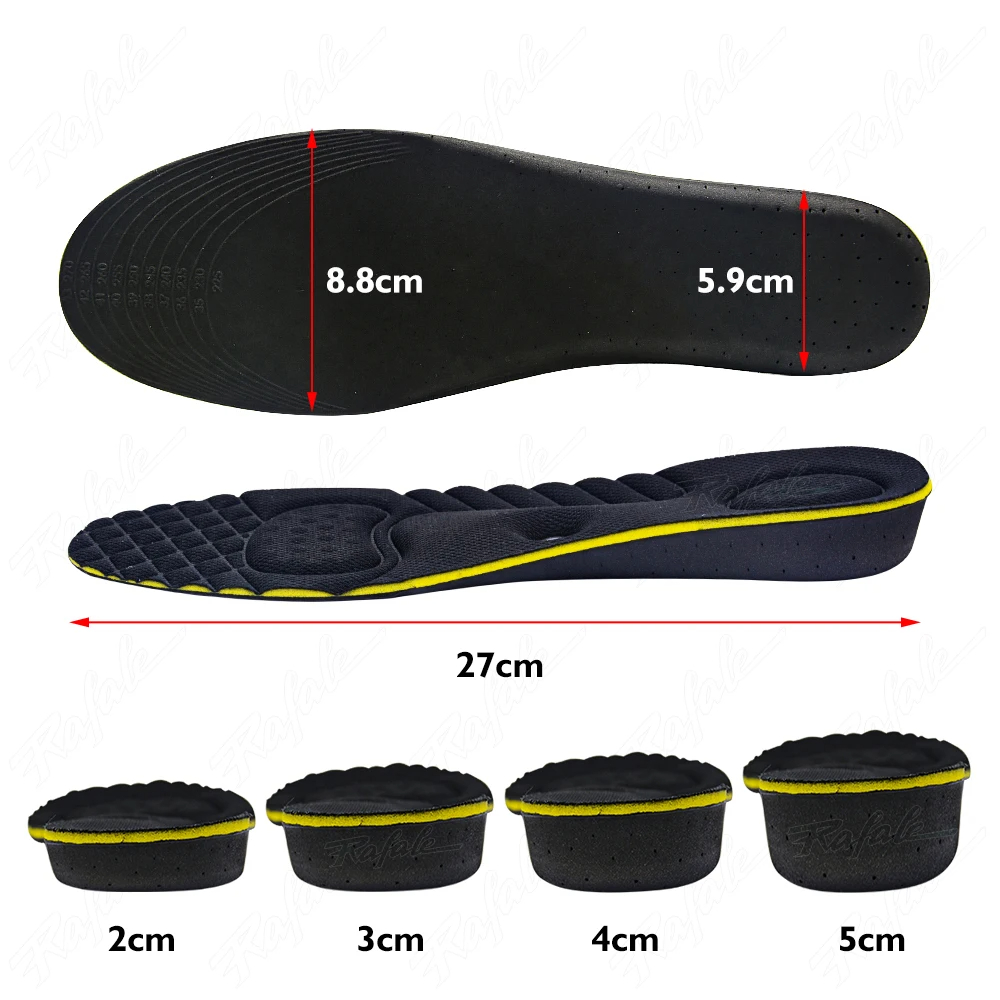 Invisiable Magnet Massage Height Increase Insoles for Women Men 2/3/4/5 cm Up Arch Support Orthopedic Insoles Heighten Lift Pads