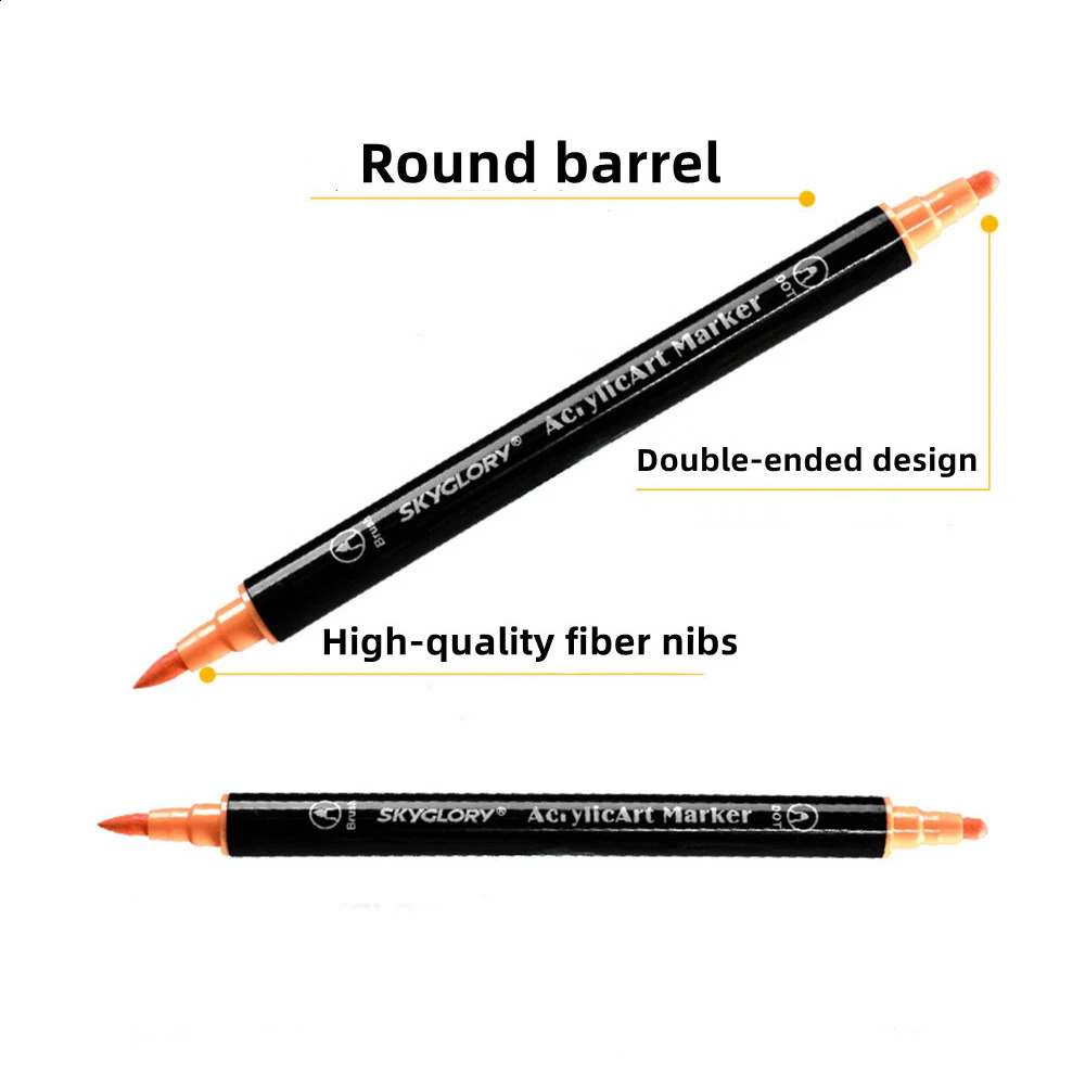 12/24/36 Colors Acrylic Marker Pen Set Ink Painting Tool Fabric Rock Painting Ceramic Glass Canvas DIY Card Making Art Supplies 240830