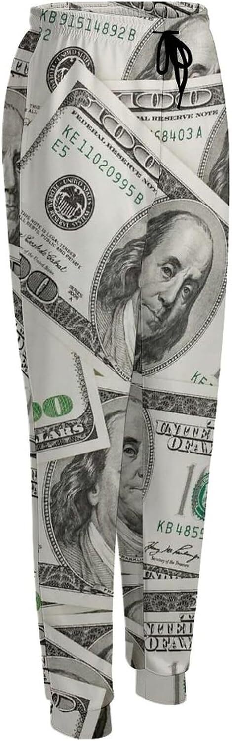 Sweatpants Mens Women 3D printing patterns Hundred dollar bills interesting patterns Sweatpants, Lounge Pants, Drawstring with Pockets Mens Sweat pant