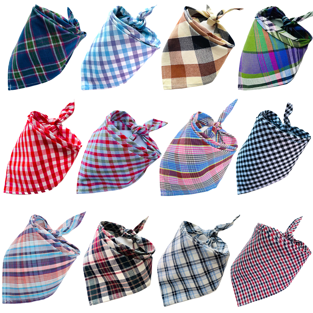 30/50pcs Plaid Bandana Lot Small Large Things And Bows For Dogs Pet Products Washable Bulk Dog Bandanas