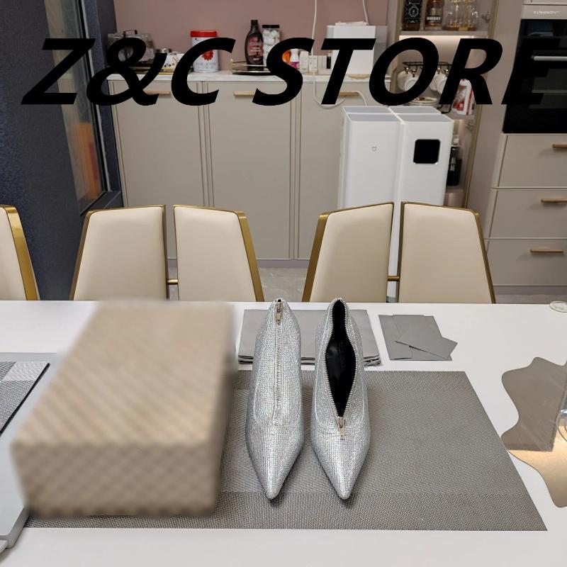 Dress Shoes Pointed High Heels Fine Heel Shallow French Rhie Zip Fashionable Clutch Summer Fashion Comfortable Women's Single Shoe 241102