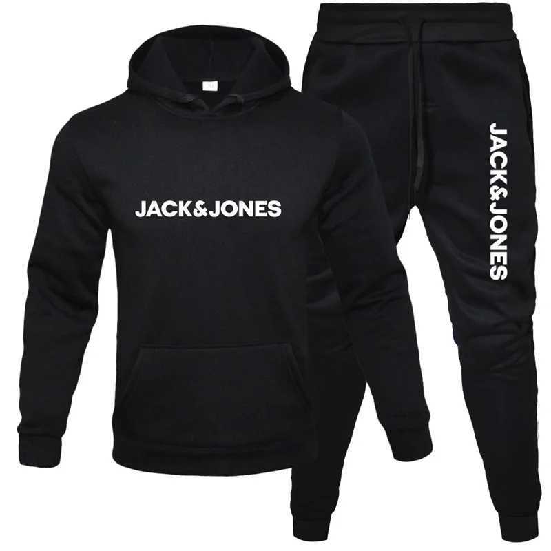 Men's Tracksuits Jack and Jones Mens Hoodies Sportswear Fashionable Flce Sportswear Two Casual Long Sleve Hoodies Jogging Pants Set Top Y240827MQ33
