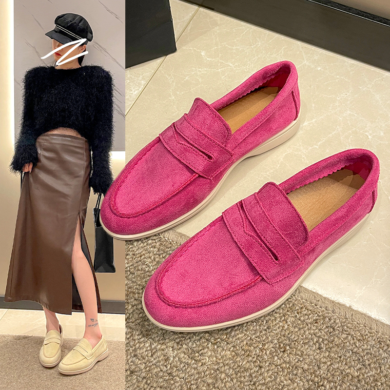 Flat Women Khaki Suede Summer Walk Slip-on Lazy Loafers Causal Moccasin Comfortable Mules Driving Shoes 2024 57b9