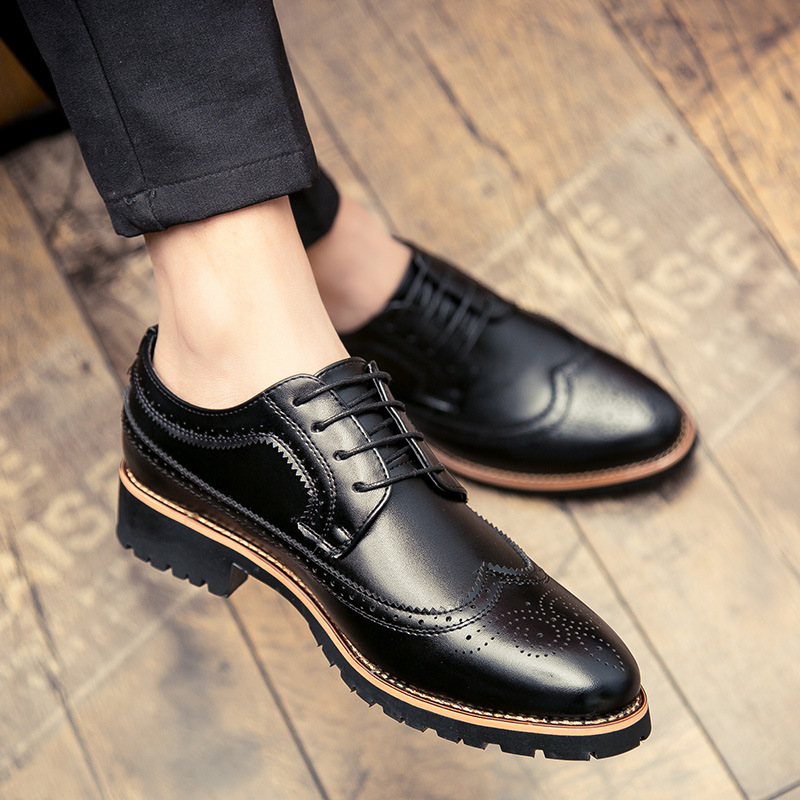 Mens Dress Shoes Leather Fashion Derby Shoes Classic Casual Business Wedding Footwear Lace-up British Style Male Formal Shoe K260328