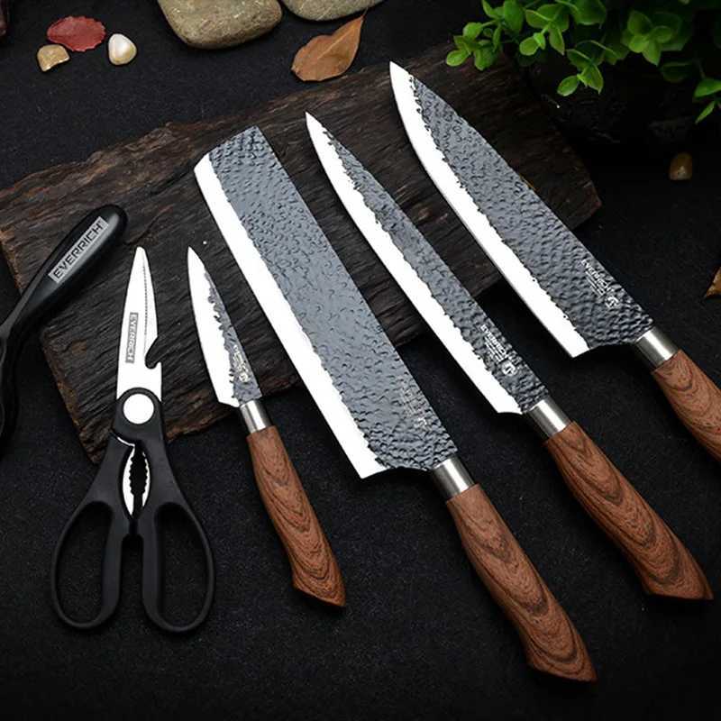 Stainless steel kitchen knife set tool forging kitchen knife scissors ceramic peeling machine kitchen slicer Nakiri Paring knife gift boxX240831