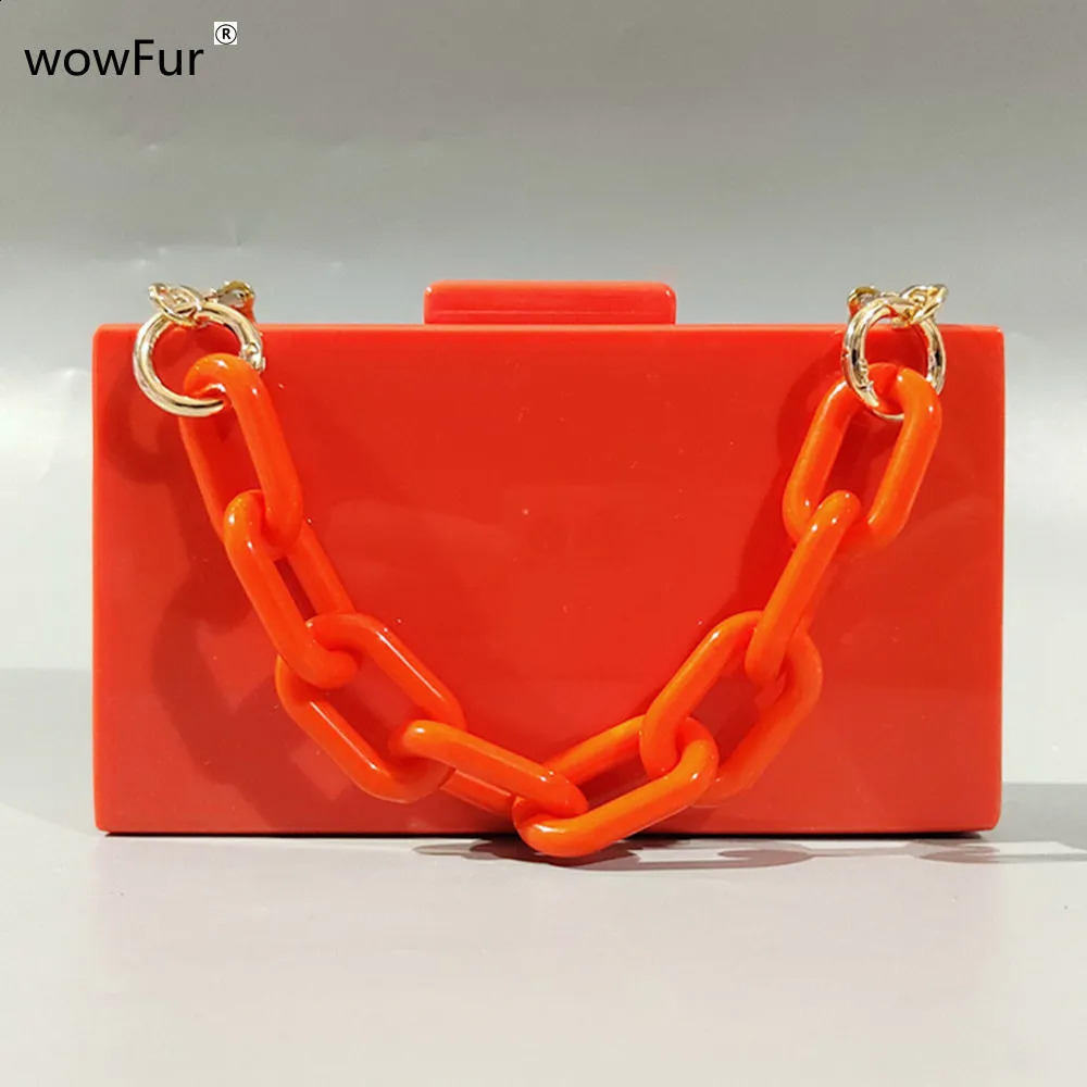 Handbag Solid Orange Acrylic Evening Bags Party Prom Mini Beach Casual Hardbox Women Banquet Clutch Summer Purse 240830