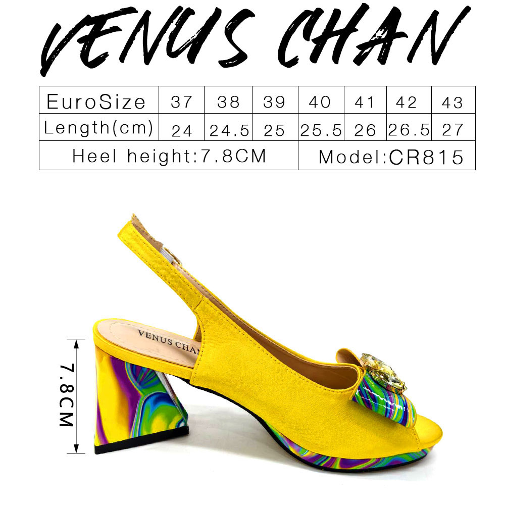 Venus Chan 2024 New Item Italian Popular Styles Shoes and Bag Set Nigerian Fashion Diamond Decorated Women's High Heels Bag