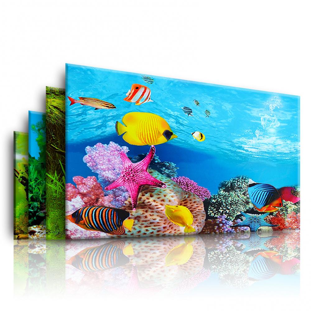 Aquarium Background Poster Ocean Self-adhesive Fish Tank Backdrop Sticker Decor 3D PVC Adhesive Sticker Fish Underwater World