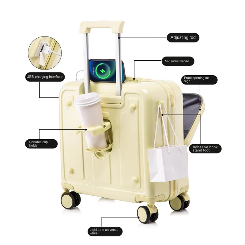 Luggage Zipper Model 18inch Cabin Maleta Small 20inch Trolley Suitcase Silent Spinner Wheel Ultralight and Portable 240830ZY