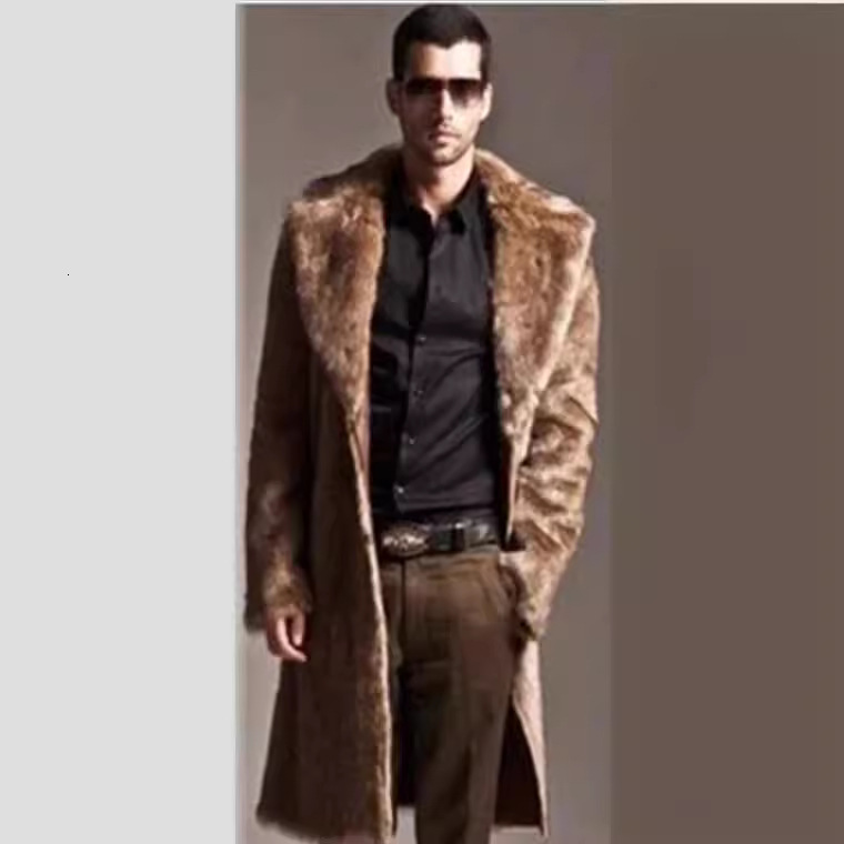 Fur Coat Thickened Warm Long Fur Coat Imitation Fur Coat Mens Long Mink Coat
