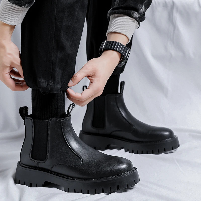 Classic Retro Thick Soled Leather Chelsea Boot Men Fashion Boot Men Casual British Style Bootanti-slip Wearable Comfort Boot 240830