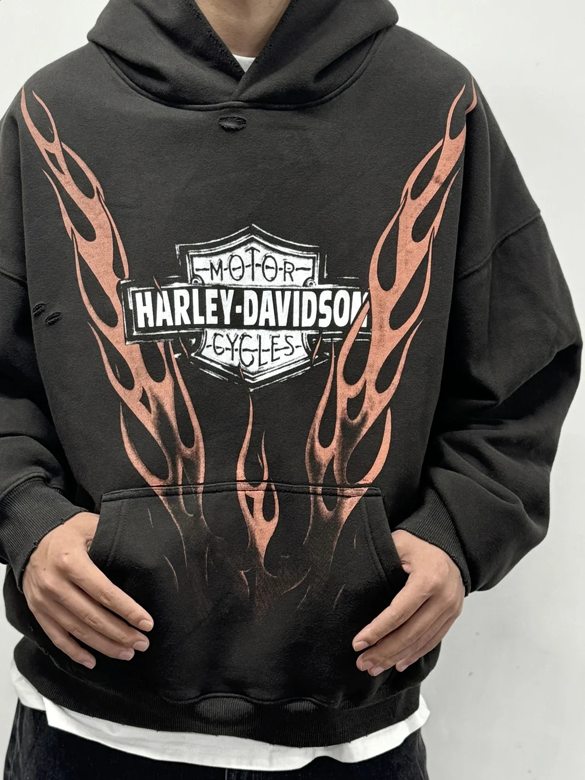 Y2K American Retro Long Sleeve Hoodie Casual Mens Top Sweatshirt Graphic Print Streetwear Oversized Hip Hop 240830