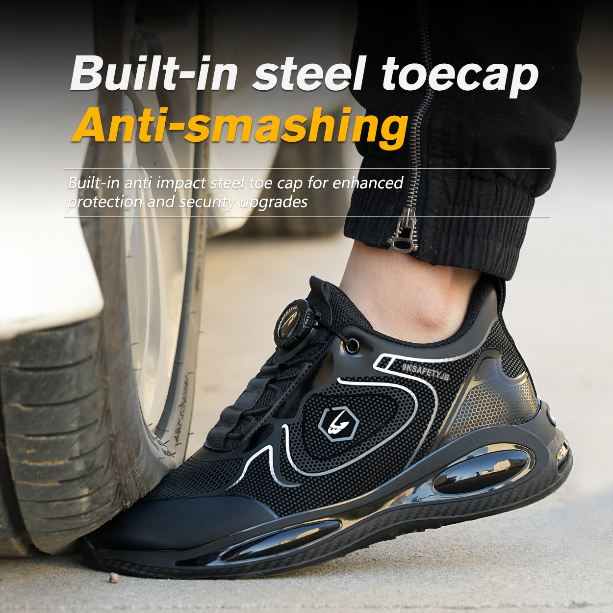 Safety Waterproof Men Rotating Button Sneakers Male Anti-Smash Breathable Work Man Air Cushion Steel Toe Shoes fa4d