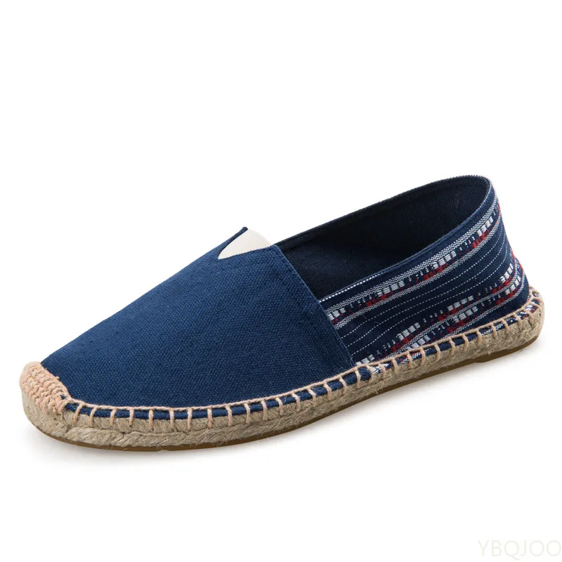 Mens Espadrilles Men Patchwork Slip on Summer Shoes Men Loafers Breathable Canvas Men Shoes Jute Wrapped Women Shoes Unisex