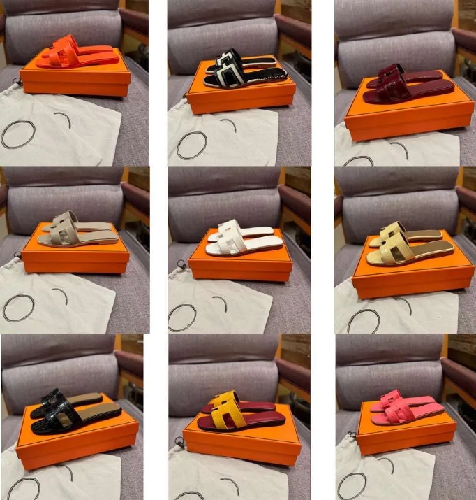 2024 Designer Slides Sandal Slippers Beach Classic Flat Sandal Summer Lady Leather Flip Flops Men Women Top One 35-42