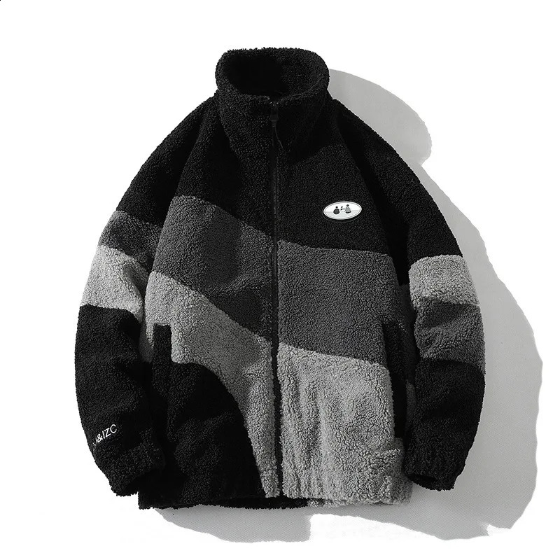 Mens jacket oversized contrasting color jacket warm mens jacket winter parkour jacket mens clothing 240830