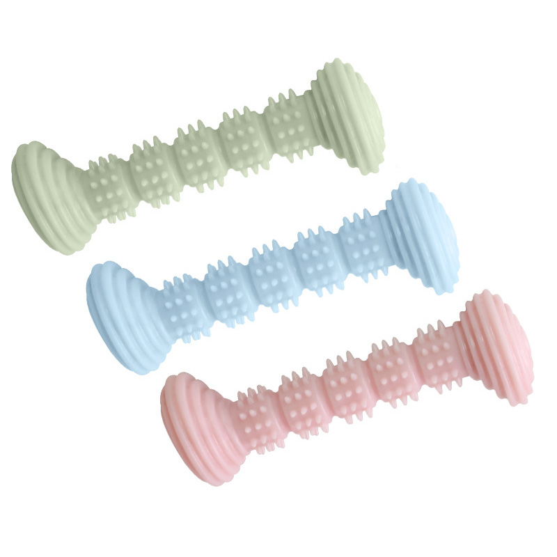 Barbell Shape Dog Chew Toy For Small Dogs Bite Resistant Dog Toothbrush Molar Stick Dental Care Pets Training Interactive Toys