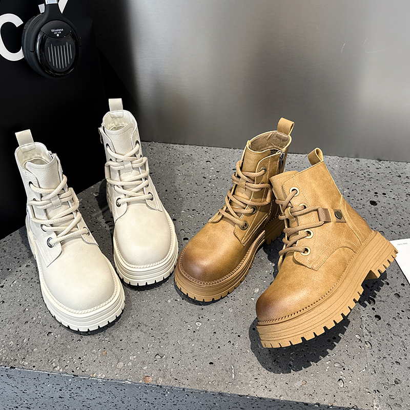 AIYUQI Ankle Boots Women 2024 Autumn New Genuine Leather Women's Biker Boots Retro Platform British Style Women's Booties