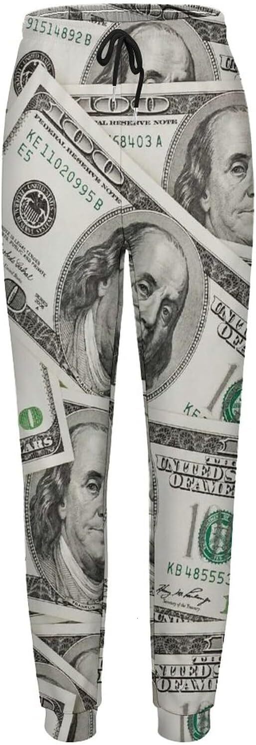 Sweatpants Mens Women 3D printing patterns Hundred dollar bills interesting patterns Sweatpants, Lounge Pants, Drawstring with Pockets Mens Sweat pant