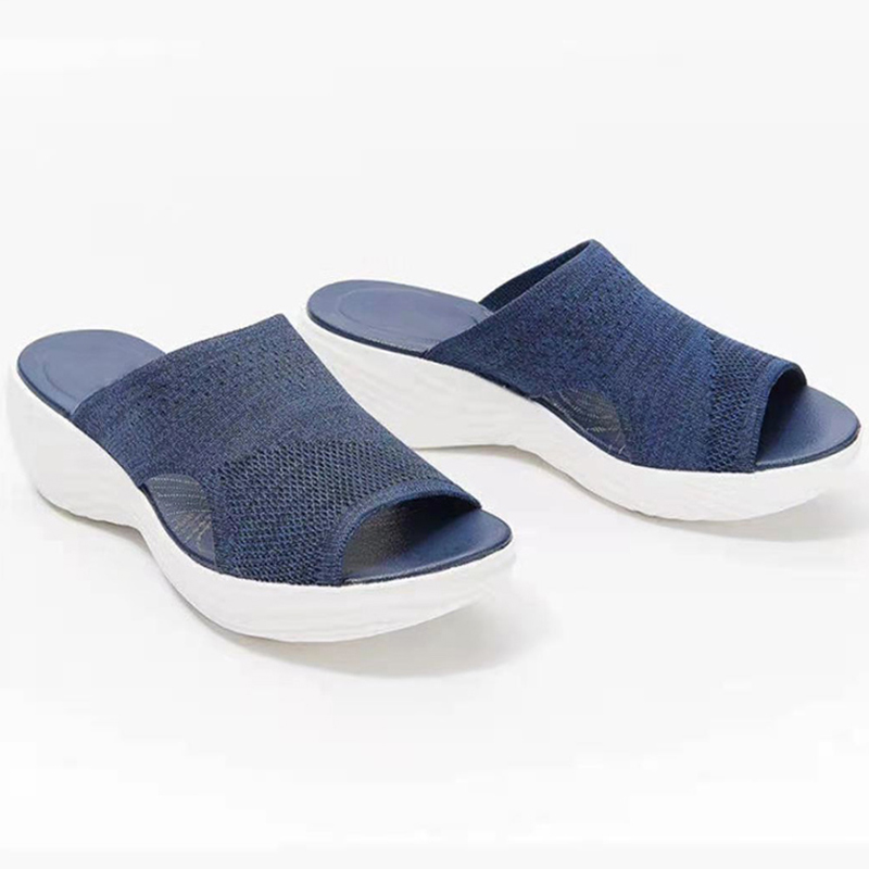 Women's Sandals Soft Bottom Summer Sandals Wedge Heels Shoes For Women Stretch Fabric Slippers Summer Footwear Heeled Sandals