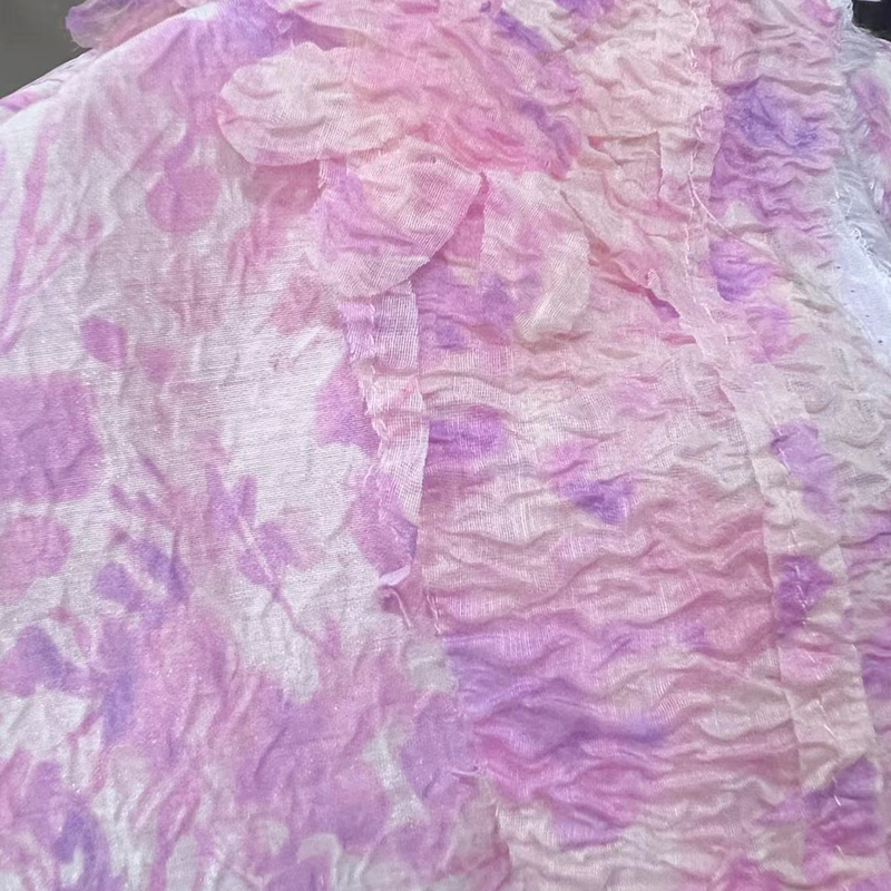 Manufacturer's direct supply of all polyester yarn wrinkled fabric printed fabric clothing fabric