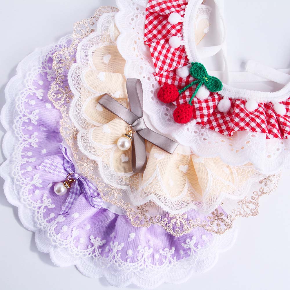 Bowknot Dog Saliva Towel Scarf Cat Bib Cover Pet Lace Bib Cat Saliva Towel Large Medium And Small Dog Chihuahua Teddy Bib S M L
