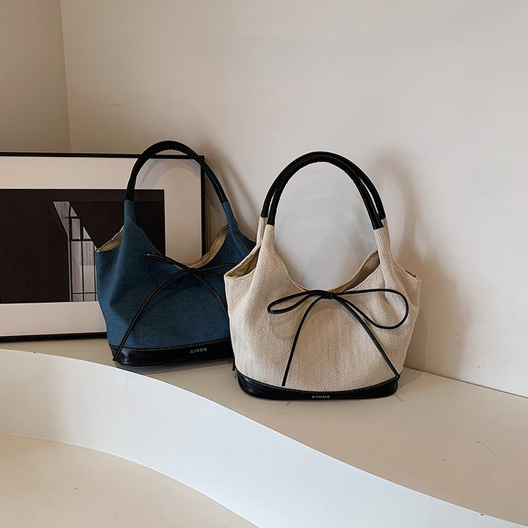 2025S Fashion Designer Women Korean Version Vintage Style Canvas Tote Bag Large Capacity Commute Free Shipping