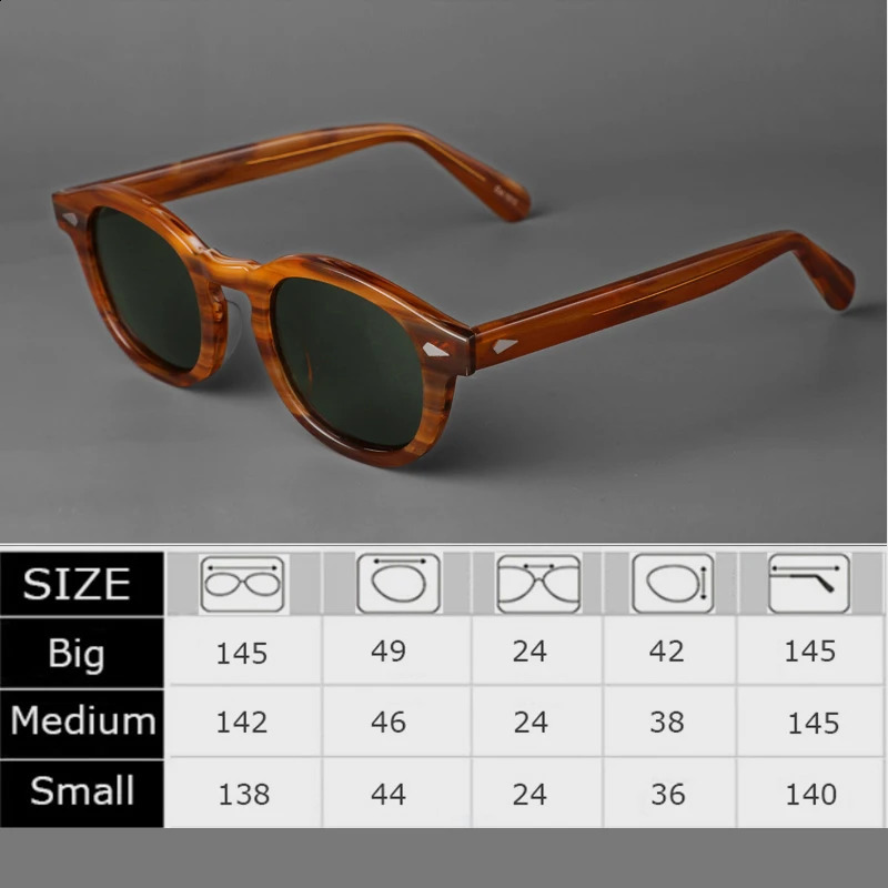 Polarized Sunglasses Mens Johnny Depp Lemtosh Style Sunglasses Retro Round Acetate Frame UV400 Oculos Lens 240829
