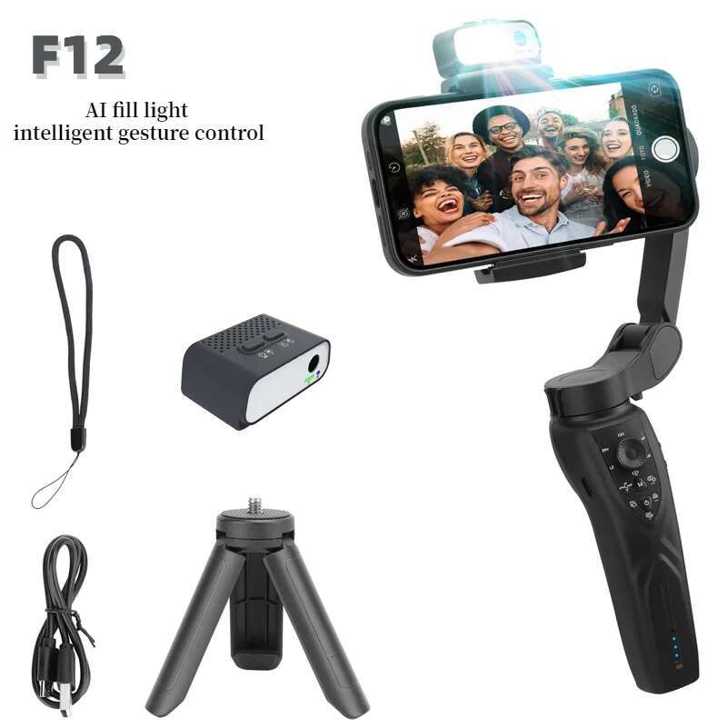 Handheld PTZ 3-axis gimbal stabilizer for cell phone real-time tracking shooting Tiktok video recording selfie stick tripod