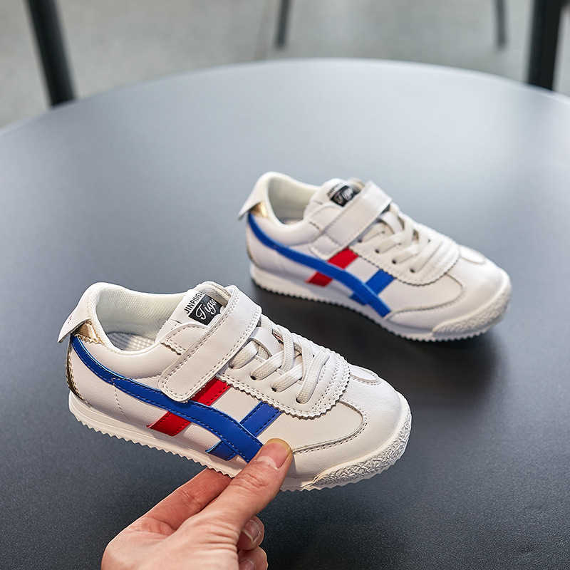 Athletic Outdoor Childrens sports 2024 autumn new item girls genuine leather white lightweight and non slip boys casual shoes H260130